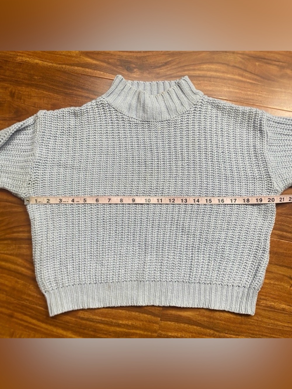 Love Change Italy Women's Baby Blue Chunky Knit Crop Sweater Size Large Casual - Picture 14 of 16